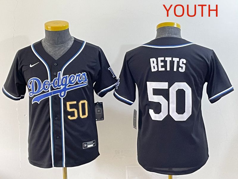 Youth 2025 Los Angeles Dodgers #50 Betts Black Three generations Fashion Nike MLB Jersey style 4->youth mlb jersey->Youth Jersey